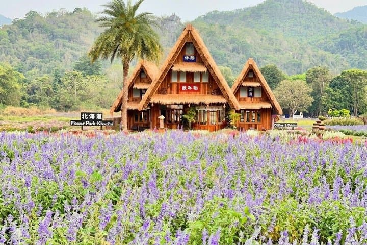 Khao Yai Day Trip in White Buddha, Emerald Spring and Flower Park